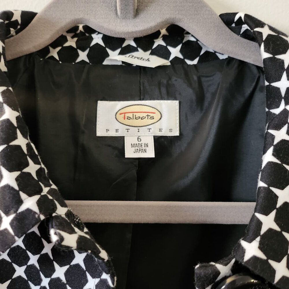 Talbots Petites Black & White Geometric Print Coat - Picture 2 of 3